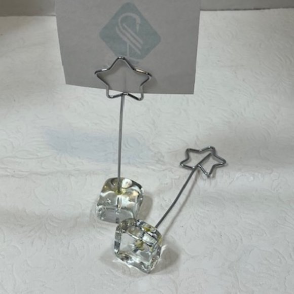 Two(2) Wired Star Photo Holder Desk Display Postcard Glass Stand 4.25" Tall - Picture 3 of 6